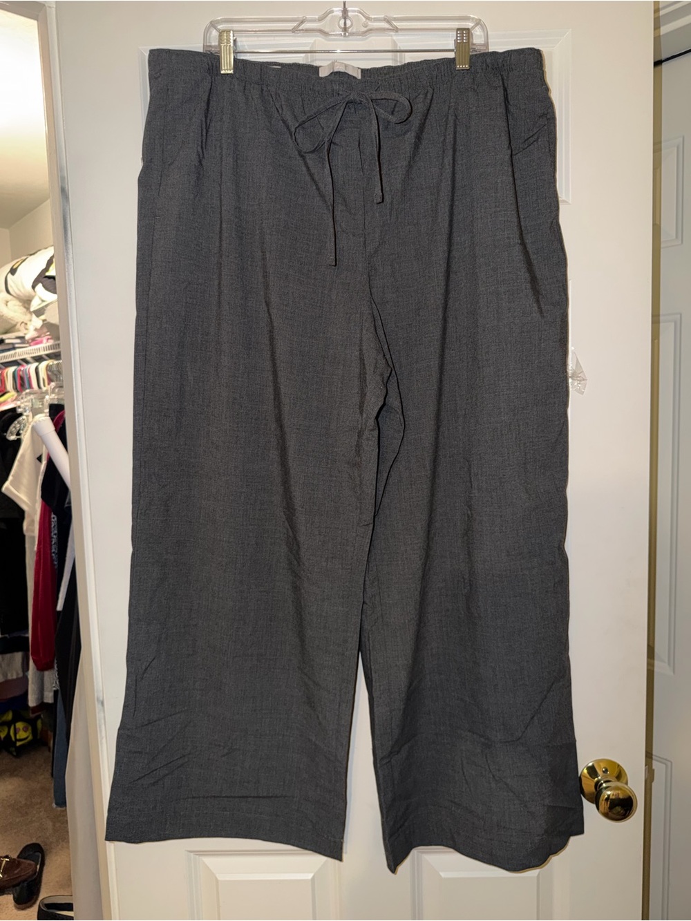 LOFT Wide Leg Drawstring Pants in Dark Charcoal